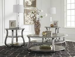 Coffee table set of 2 $ 249. Signature Design Coralayne 3 Pc Silver Table Set By Ashley