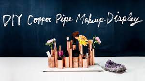 diy copper pipe makeup display with