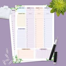weekly hourly planner templates