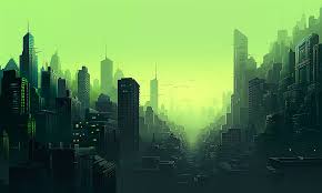green cyber city hd wallpaper peakpx