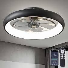 black flush mount dimmable ceiling fan