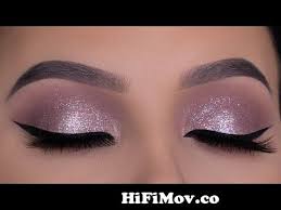 soft wearable purple glitter eye makeup