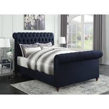 King Upholstered Bed Blue Bedroom Decor