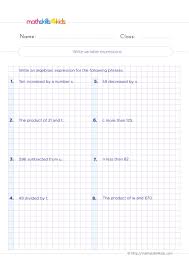 4th grade algebra worksheets pdf