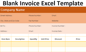 blank invoice excel template free