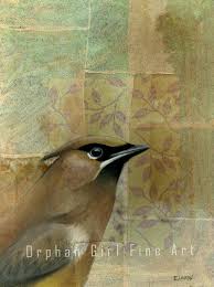 Cedar Waxwing Painting Tea Bag Art Bird