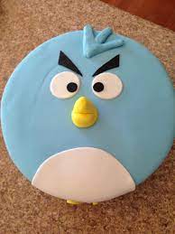 Blue angry bird cake