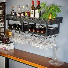 2 Tier Wine Rack Wall Mount Kitchen Bar