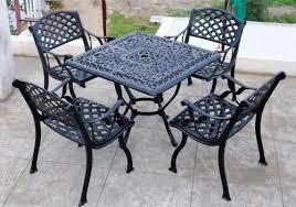Black Garden Chair And Table Set With