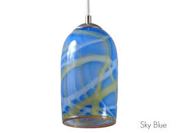 blown glass pendant light sky blue
