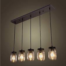 Amazon Com Wellmet Farmhouse Chandelier Glass Mason Jar Adjustable 5 Lights Dining Room Lighting Fixtures Hanging Rustic Chandeliers With Wires For Kitchen Island Dining Room Living Room Cafe Pub Home Improvement