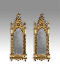 Pair Of Gothic Mirrors Small Gilt