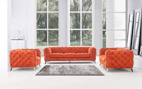 modern orange fabric sofa set