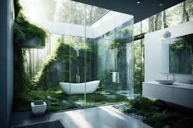 Futuristic Bathroom With Glass Walls