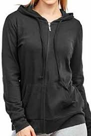 Women S Thin Lightweight Cotton Long Sleeve Hoodie Black Zipup Medium Ebay