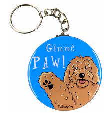goldendoodle dog keychain gimme paw