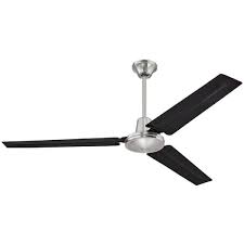Westinghouse 7800300 Industrial Three Blade Indoor Ceiling Fan With Black Steel Blades 56 Inch Brushed Nickel Finish