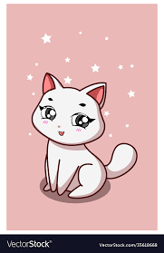 A Cute White Cat With Pink Background