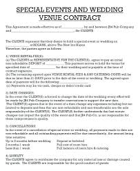 Wedding Event Contract Form Banquet Template Room Rental Contactory Co