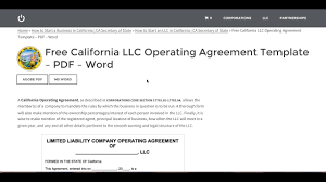 Free California Llc Operating Agreement Template Pdf Word