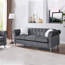 Luxurious Velvet Sofa With Tufted