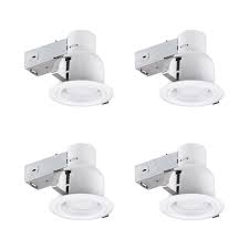 Globe Electric 4 In White Recessed Outdoor Baffle Lighting Kit Flood Light 4 Pack