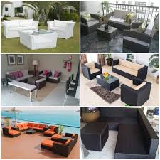 brown wicker outdoor furniture sofa set