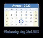 August 23, 2023 Calendar with Holidays & Count Down - USA