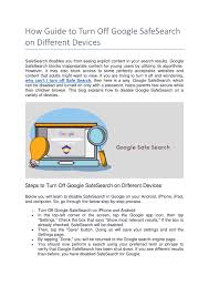 how guide to turn off google safesearch