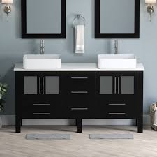 Espresso Wood And Glass Bathroom Vanity Set