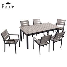 Lancaster table & seating white powder coated aluminum outdoor side chair. Wood Plastic Outdoor Furniture Extension Table Chairs Set Modern Outdoor Dining Table Set 6 Chairs Buy Dining Table Set 6 Chairs Modern Outdoor Dining Table Outdoor Dining Table Set Product On Alibaba Com