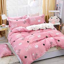 cartoon cat girls pink comforter