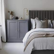 The bed is upholstered in a holly hunt silk and dressed in schweitzer linens. Grey Bedroom Ideas Grey Bedroom Decorating Grey Colour Scheme