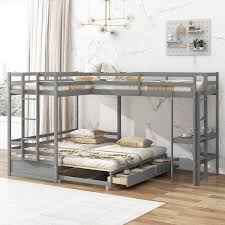 Anbazar Gray Twin Size Wood Bunk Beds