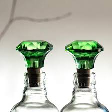 green glass bottle stopper set of 2