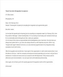thank you resignation letter 7 free