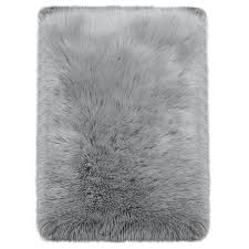 latepis sheepskin faux fur gray 5 ft x