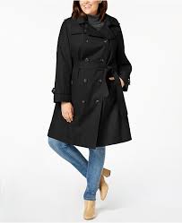 Plus Size Double Breasted Hooded Trench Coat Created For Macys