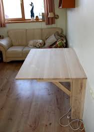 Wall Folding Table In Solid Oak Above A