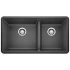 PRECIS SILGRANIT 33 in. 60/40 Double Bowl Undermount Kitchen Sink - Anthracite Blanco