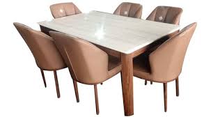 Glass Top 6 Seater Dining Table Set