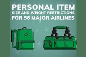 personal item size weight rules for
