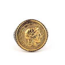 Ancient Greek Coin Goddess Athena Ring - Sterling Silver and Gold Plated -  GREEK ROOTS