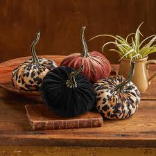 Small Fabric Pumpkins Set Of 4 Leopard