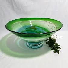 Large Conical Glass Bowl Town