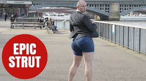 Viral bum-wiggling sensation Epic Strut Guy shakes booty in Britain for  first time - YouTube