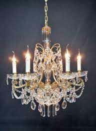 Vintage spanish painted metal & seashell chandelier with 8 candelabra arms. Bright 7 Point Spanish Chandelier Full Of Crystals Ceiling Lights
