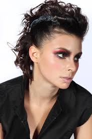 hairstyle woman in rock style clothing