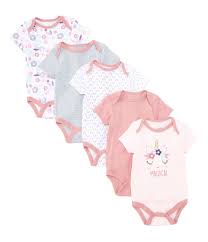 Chick Pea Baby Girls Newborn 9 Months Solid Unicorn Bodysuit 5 Pack