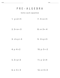 Basic Algebra Worksheets